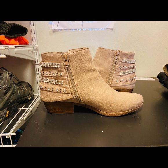 tan suede booties - Picture 3 of 5